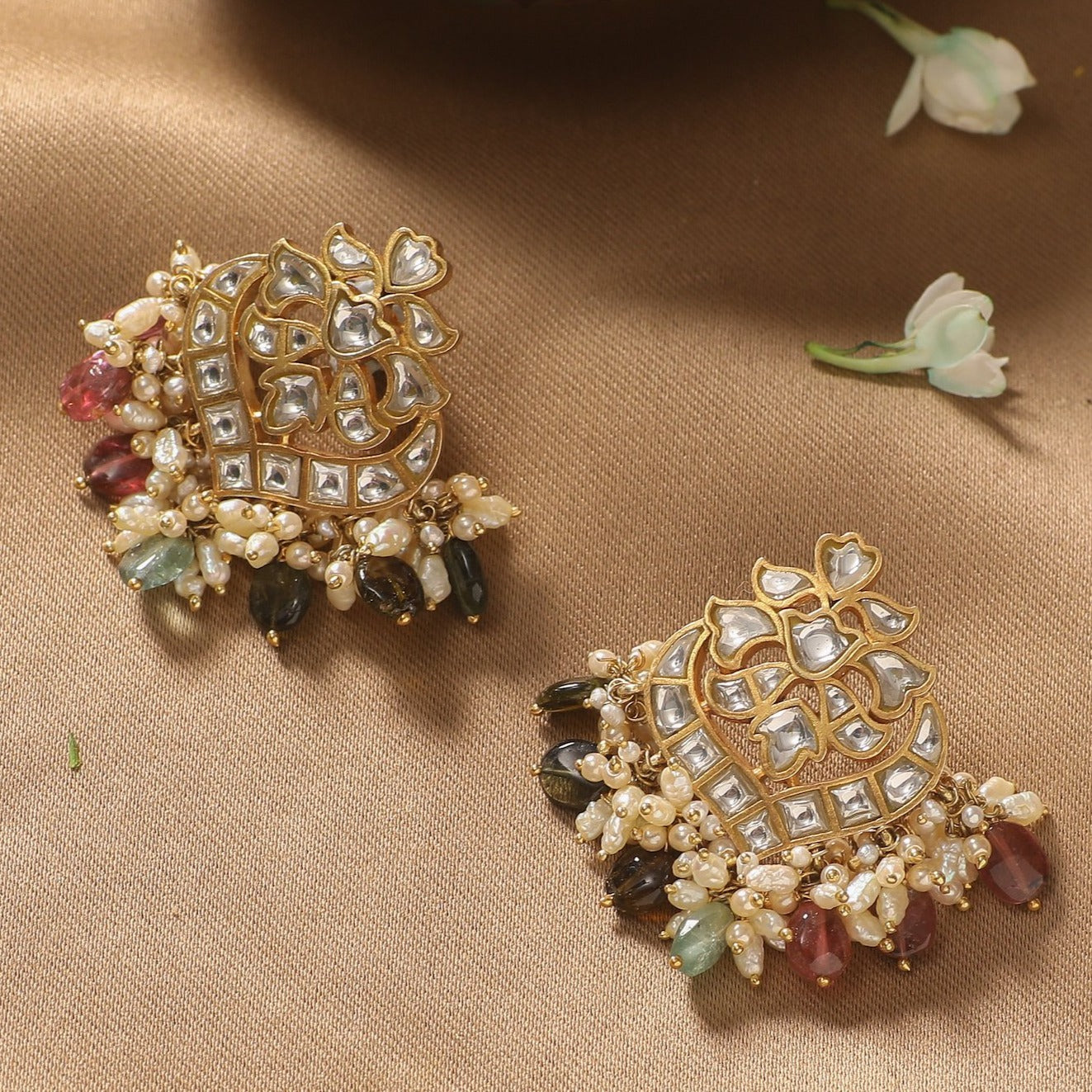 Amodini Polki Jadau Silver Earrings