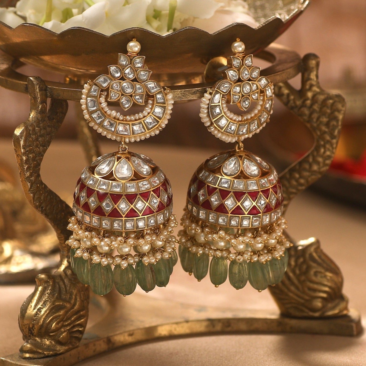 Shukti Jadau Silver Jhumki Earrings