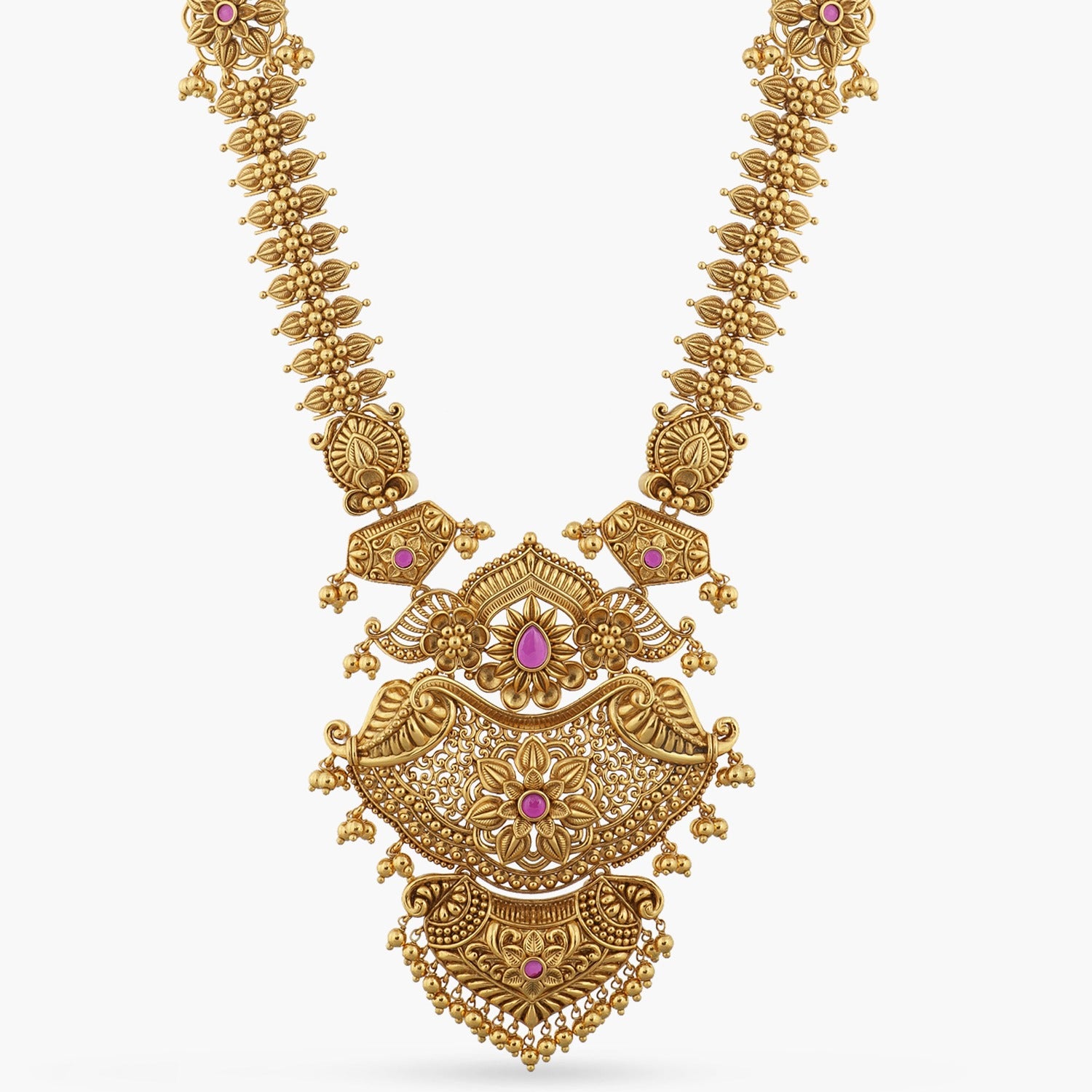 Swara Statement Silver Long Necklace Set