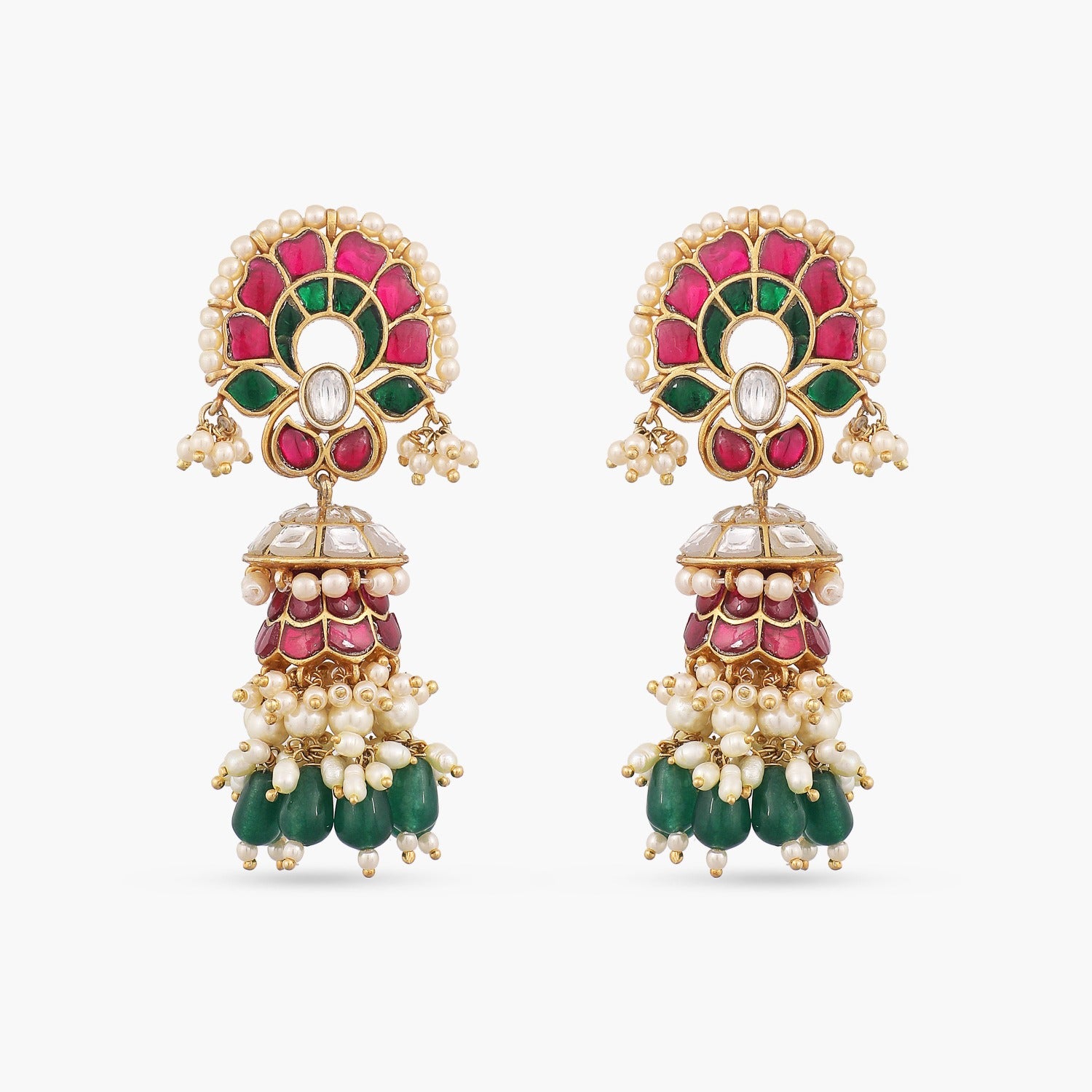 Sirisha Jadau Silver Stud Earrings