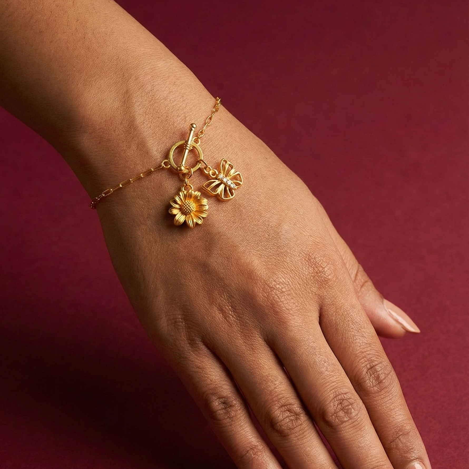 Pendant Golden Sunflower Silver Charm