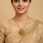 Pendants Mayuri CZ Silver Navaratna Pendant Necklace