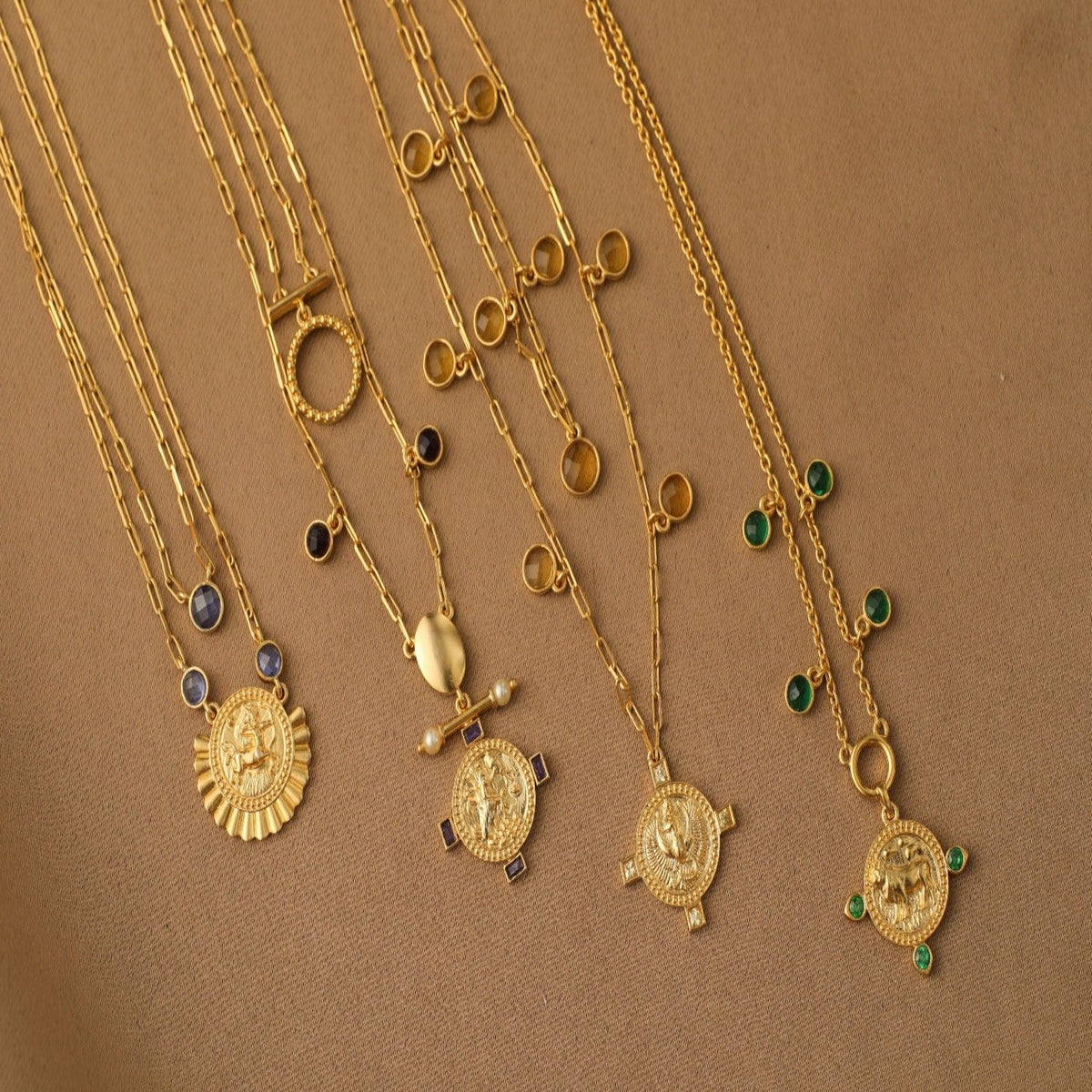 Necklaces Citrine Scorpio Zodiac Layered Gold Plated Silver Necklace
