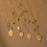 Necklaces Emerald Taurus Zodiac Coin Gold Plated Silver Necklace