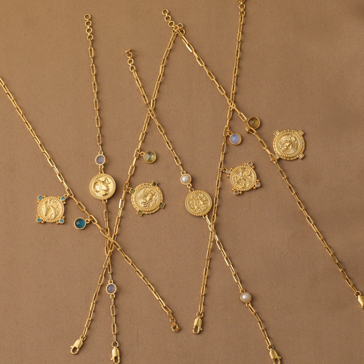 Bracelet Crystal Aries Zodiac Gold Plated Silver Chain Bracelet