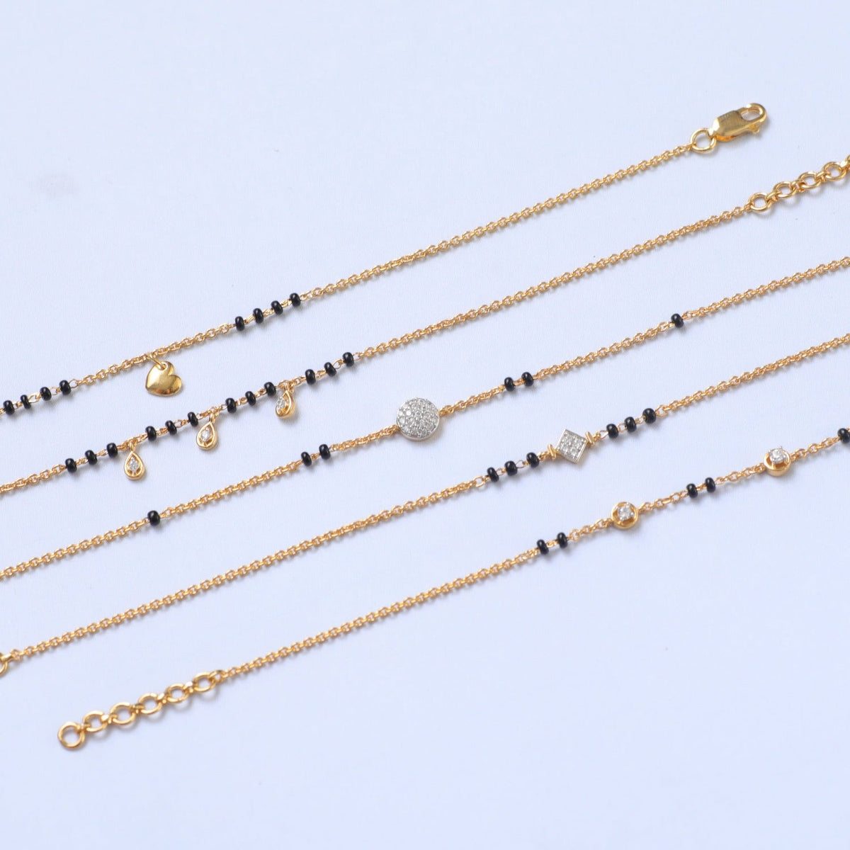 Bracelet Elegant Heart Silver Black Bead Bracelet