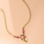 Matsya Pearl String Floral Silver Necklace