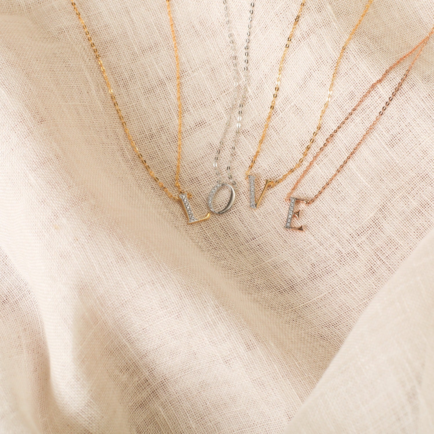 Alphabet A-Z Charms CZ Rose-Gold Plated Silver Necklace