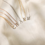 Alphabet A-Z Charms CZ White-Gold Plated Silver Necklace