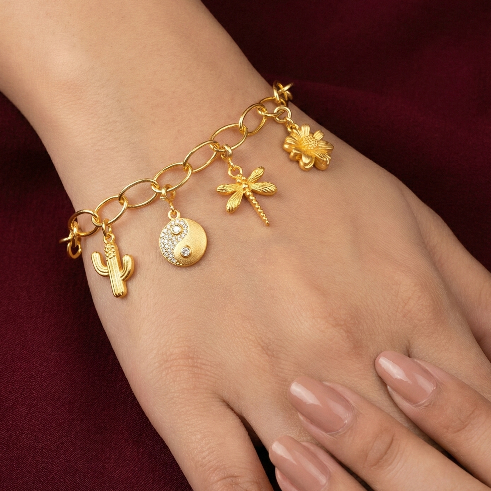 Pendant Golden Sunflower Silver Charm