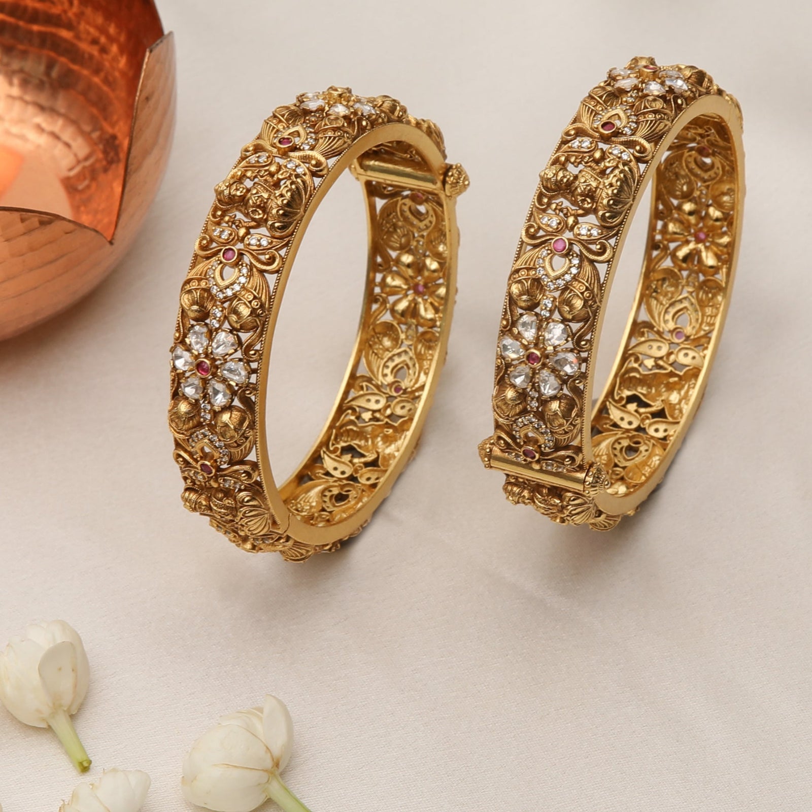 Padma Antique Lakshmi Silver Bangles