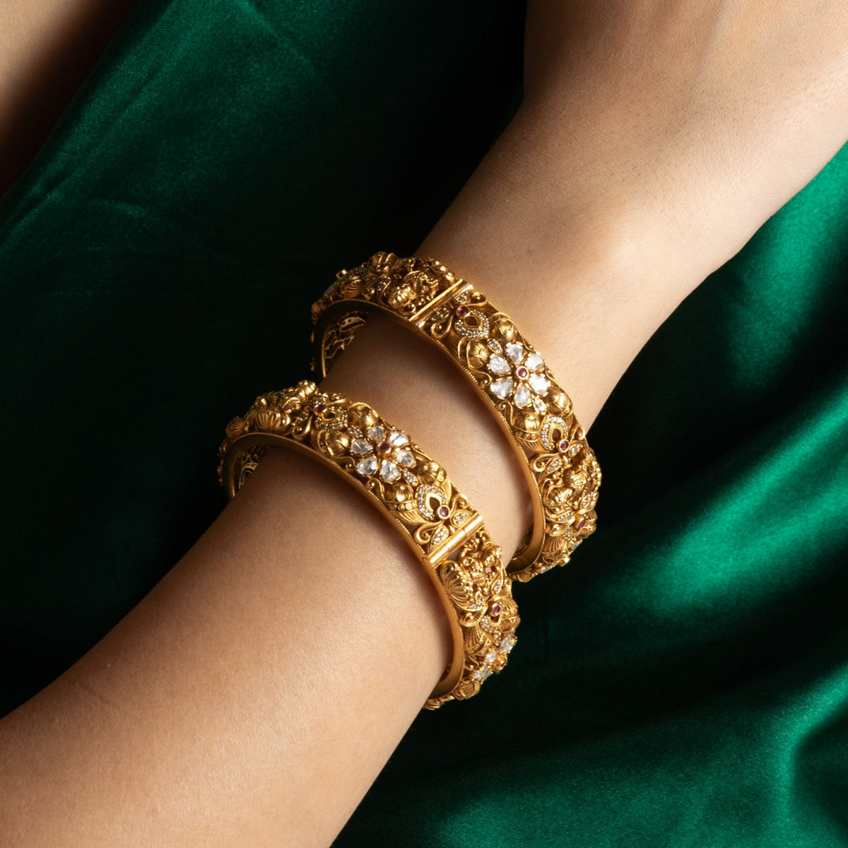 Padma Antique Lakshmi Silver Bangles