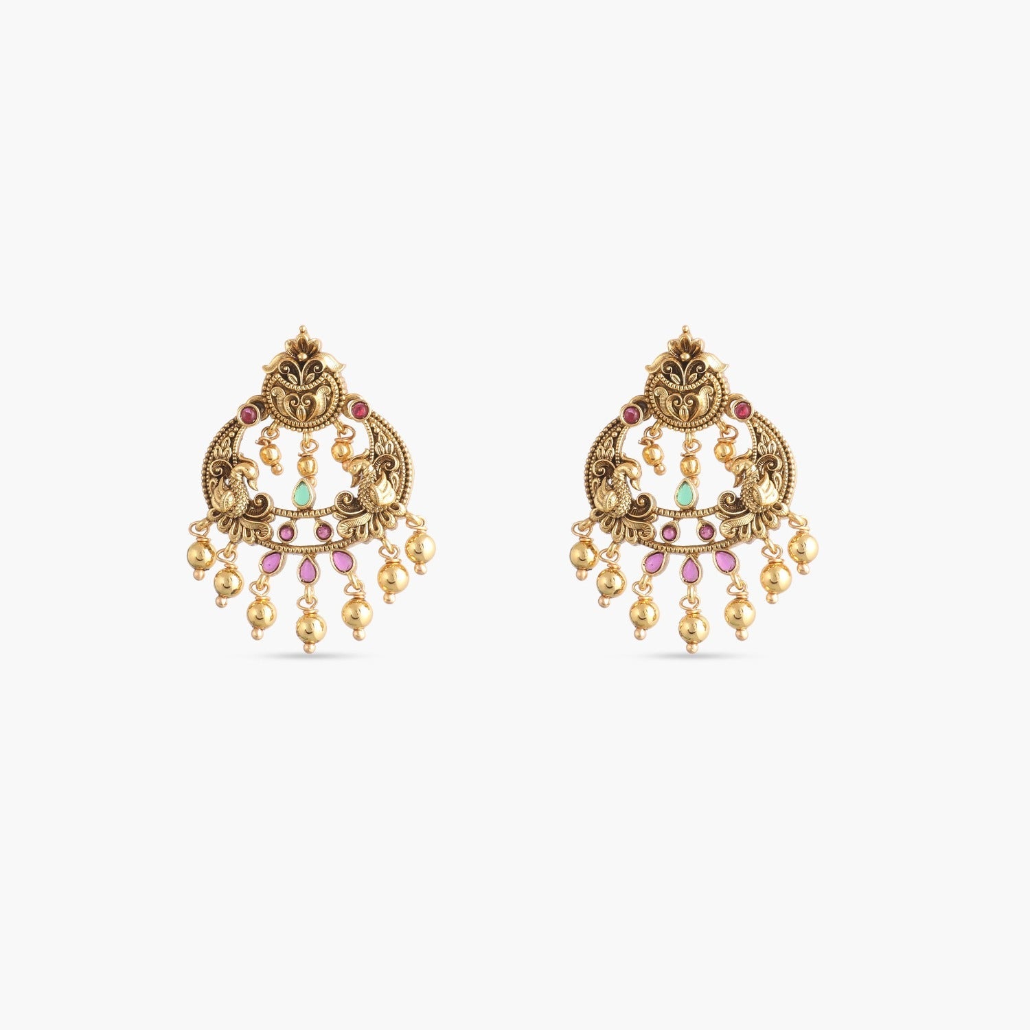 Earrings Bhagya Temple Silver Chandbali Earrings