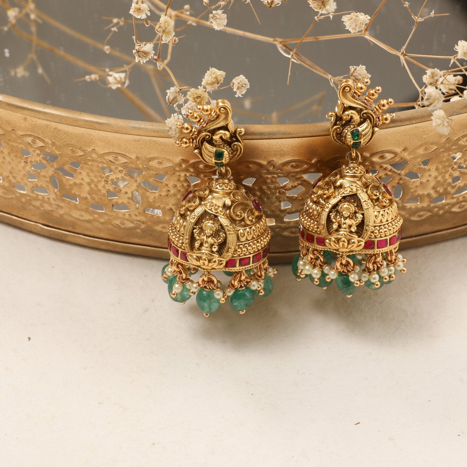 Earrings Shloka Antique silver Jhumkas