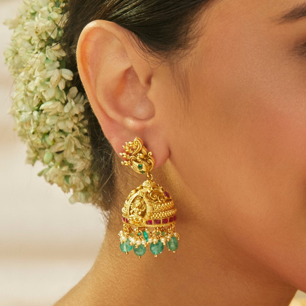 Earrings Shloka Antique silver Jhumkas