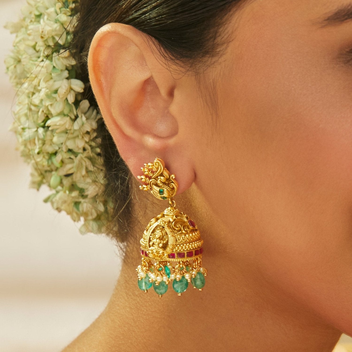 Earrings Shloka Antique silver Jhumkas