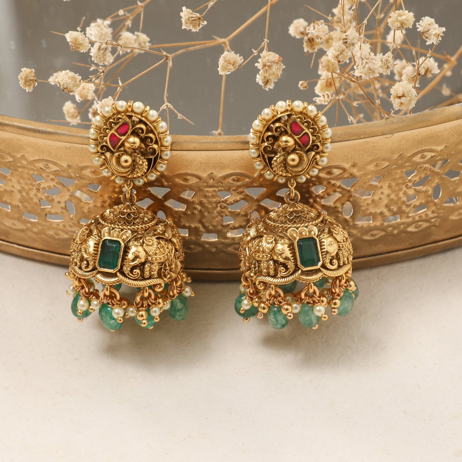 Earrings Amala Antique Silver Jhumkas