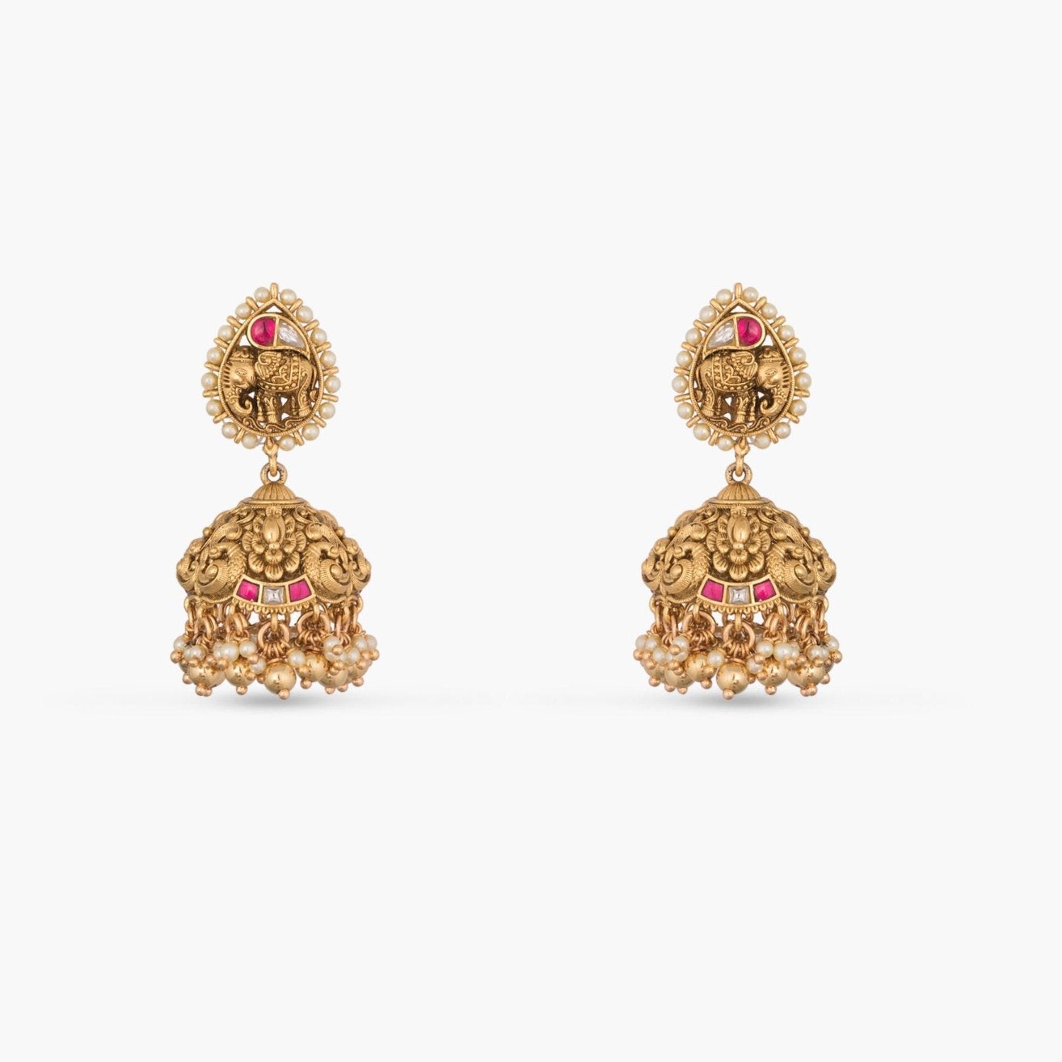 Earrings Viraaj Antique Silver Jhumkas