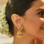 Earrings Viraaj Antique Silver Jhumkas