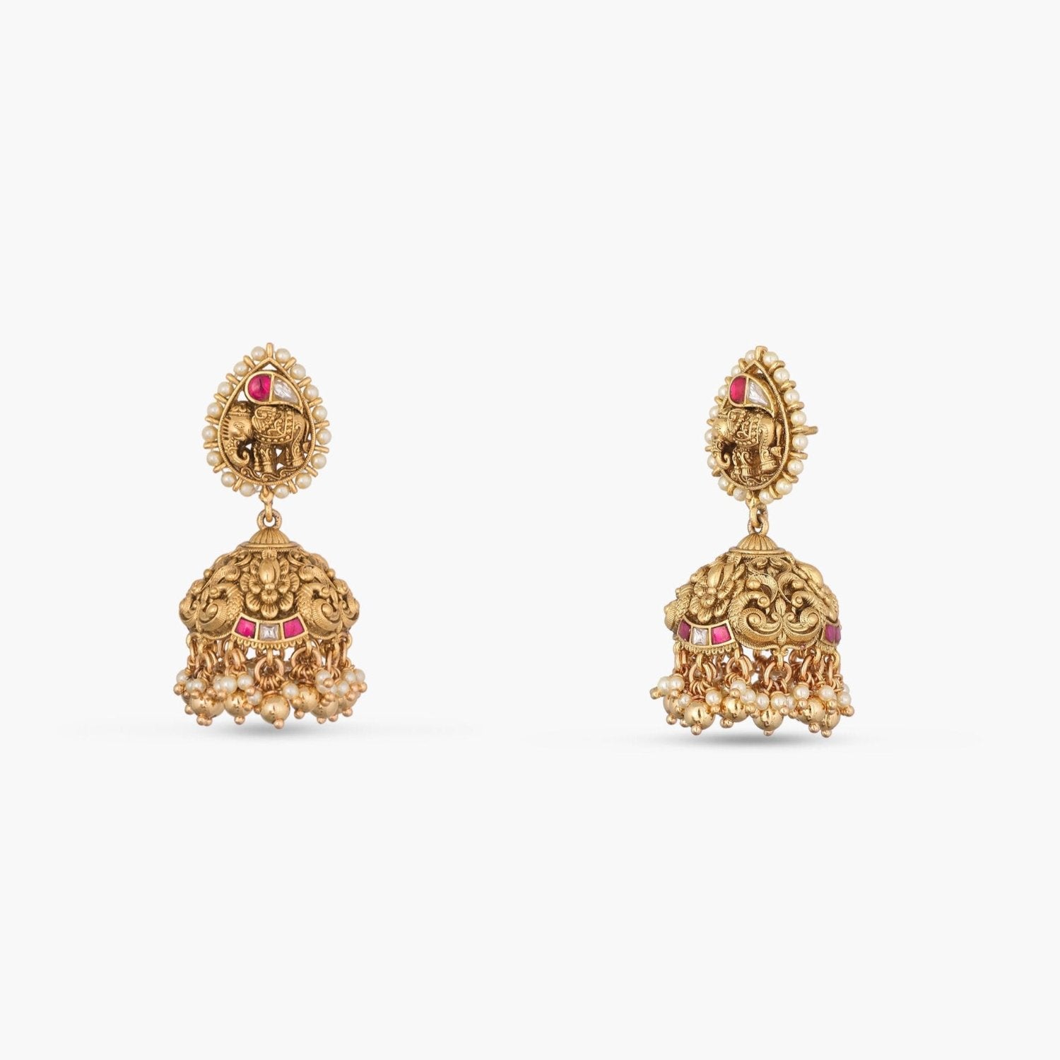 Earrings Viraaj Antique Silver Jhumkas
