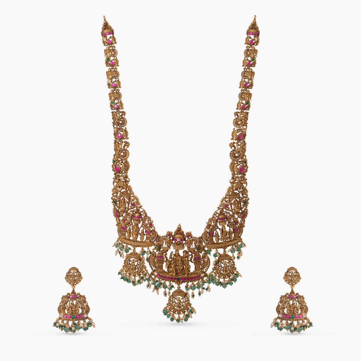 Ananta Shiv Parivar Antique Temple Silver Necklace Set