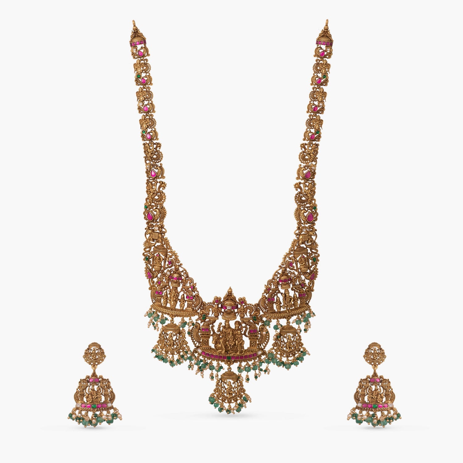 Necklace Ananta Shiv Parivar Antique Temple Silver Necklace Set