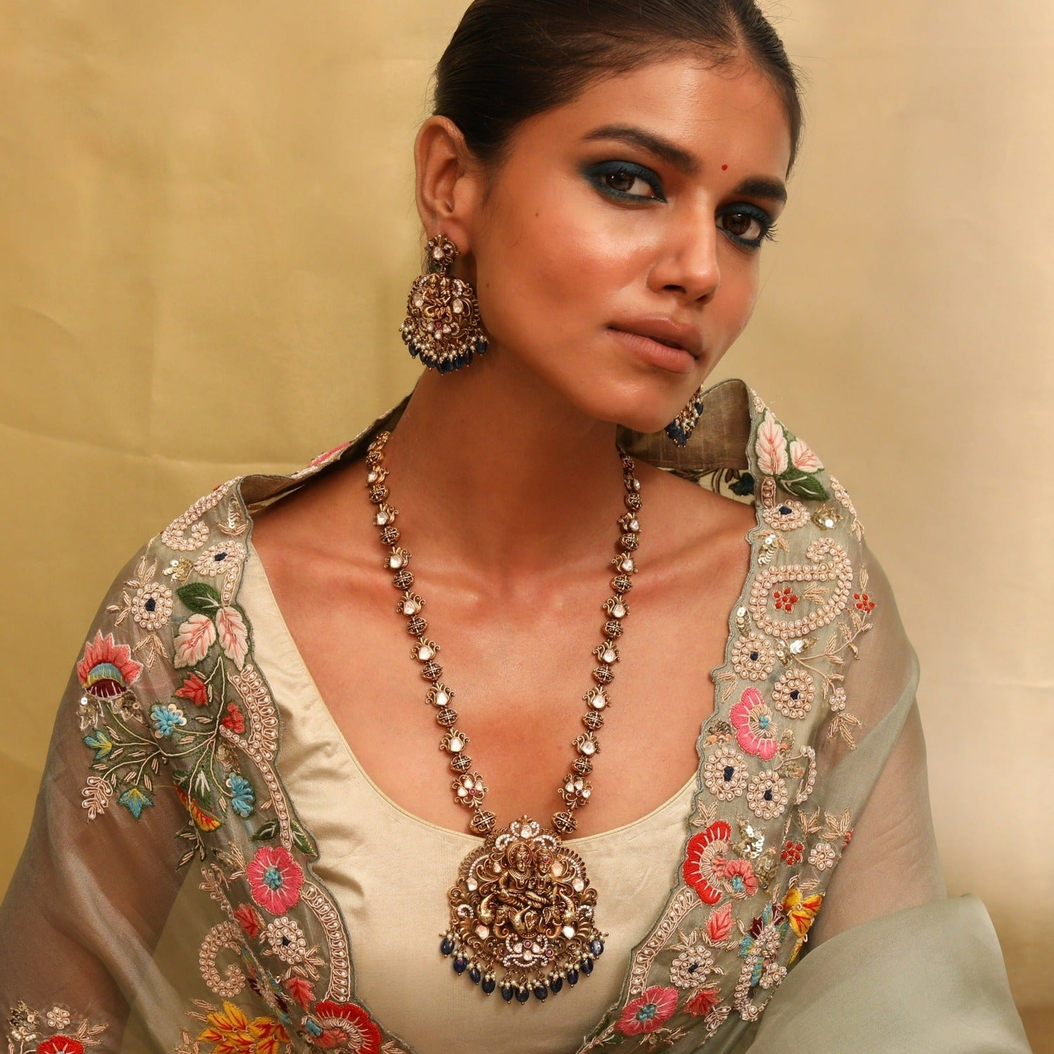 Necklaces Lakshmi Narayan Moissanite Silver Necklace Set