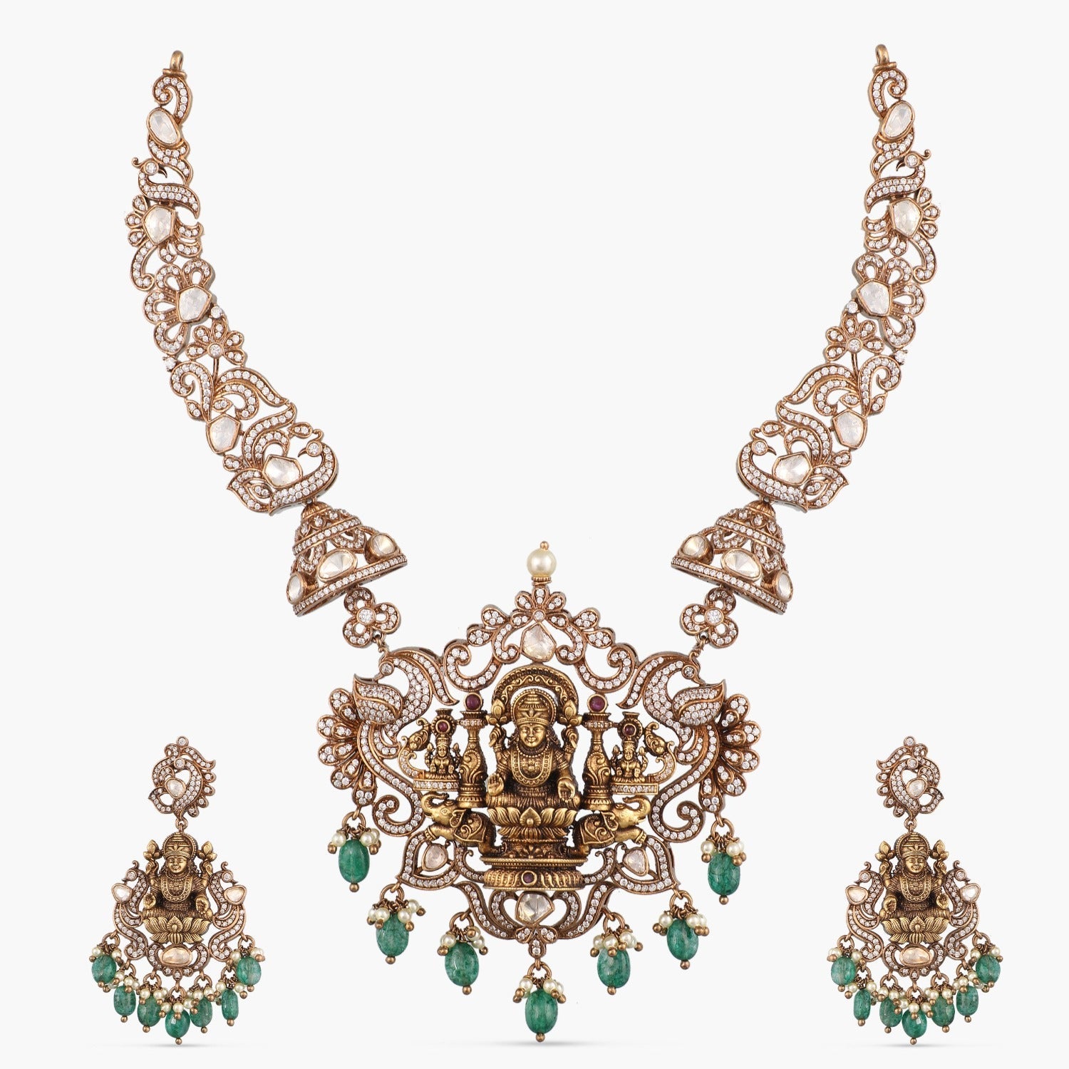 Necklaces Padmasana Moissanite Silver Hasli Necklace Set