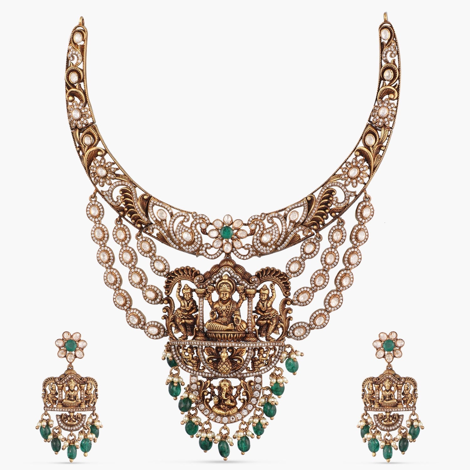 Vaishnavi Moissanite Silver Hasli Necklace Set