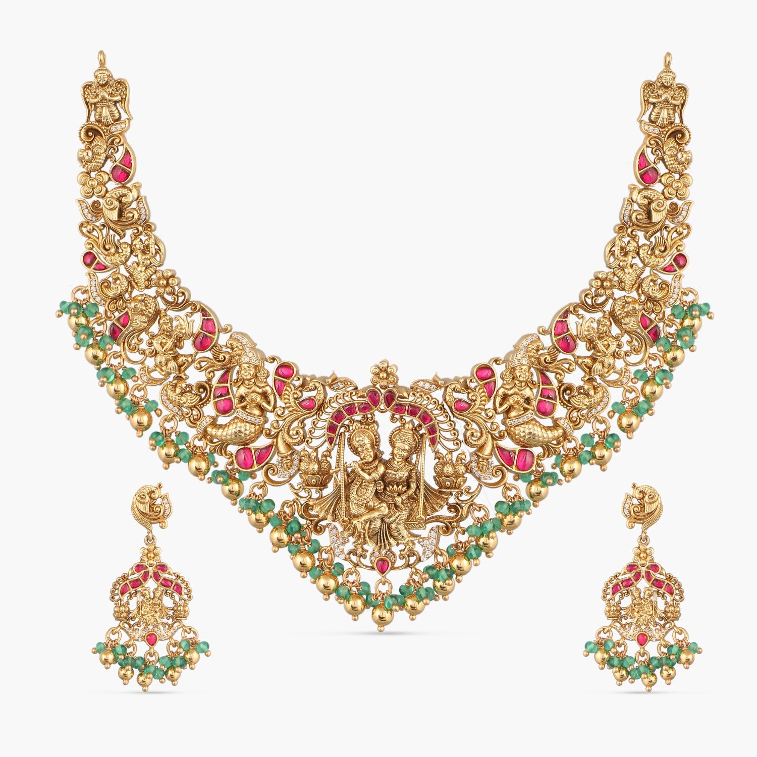 Brindavan Antique Temple Necklace Set