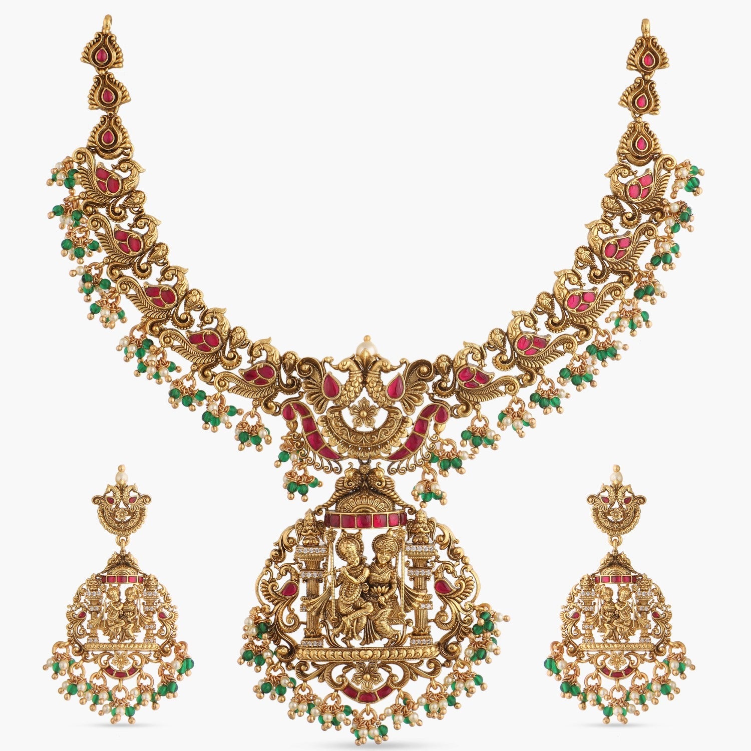 Necklaces Rani Nakshi Antique Silver Necklace Set