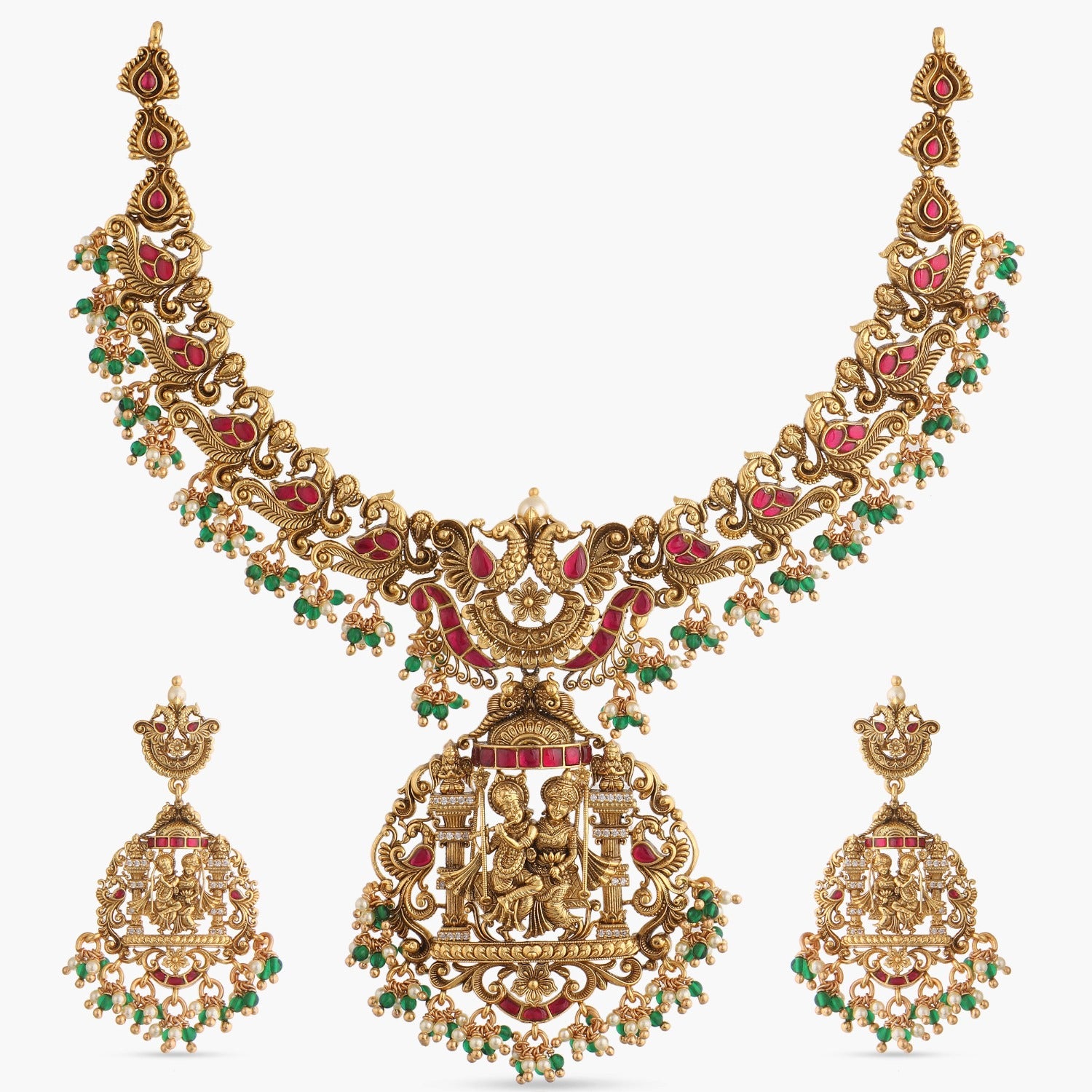 Rani Nakshi Antique Silver Necklace Set