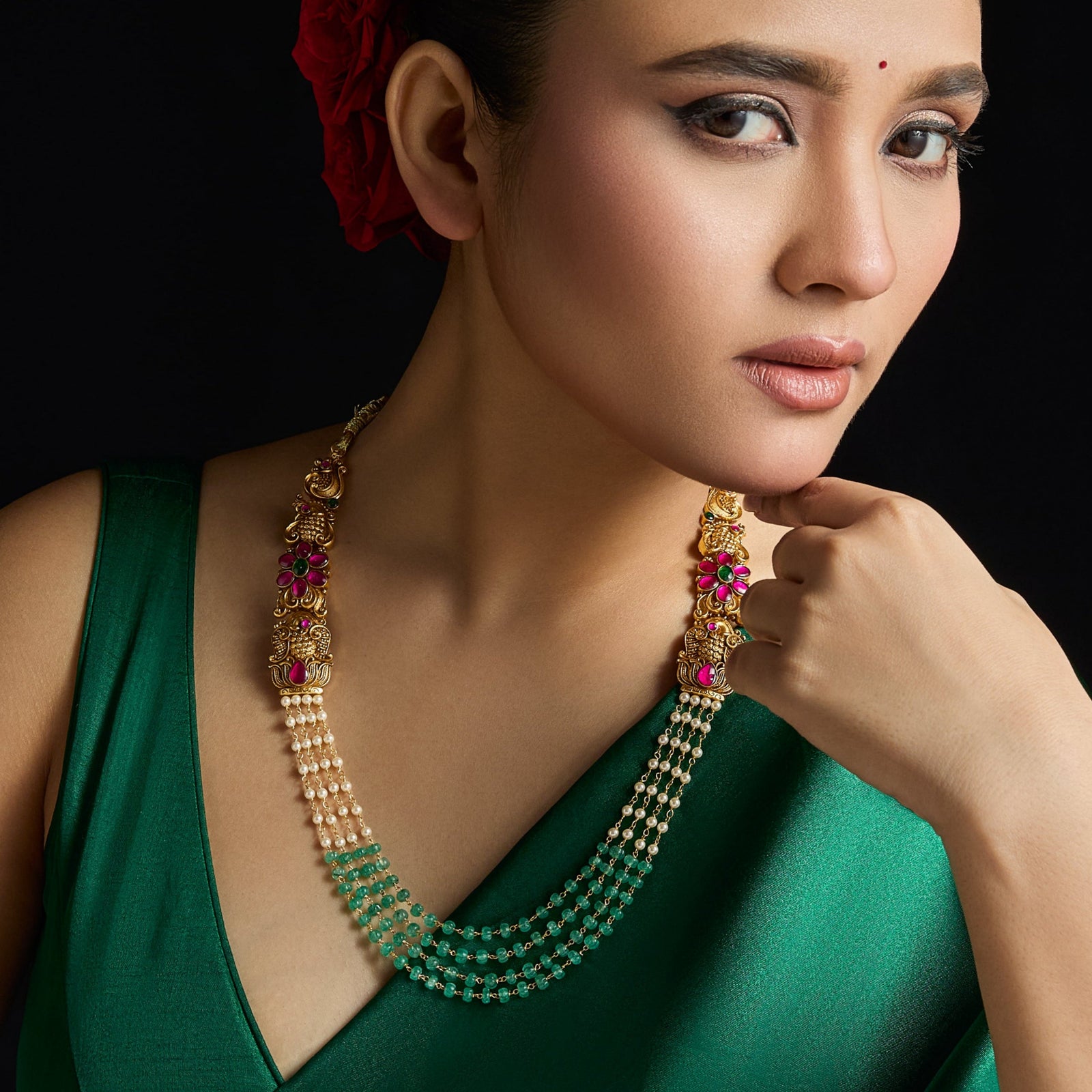 Ratna Antique Pearl Silver Necklace