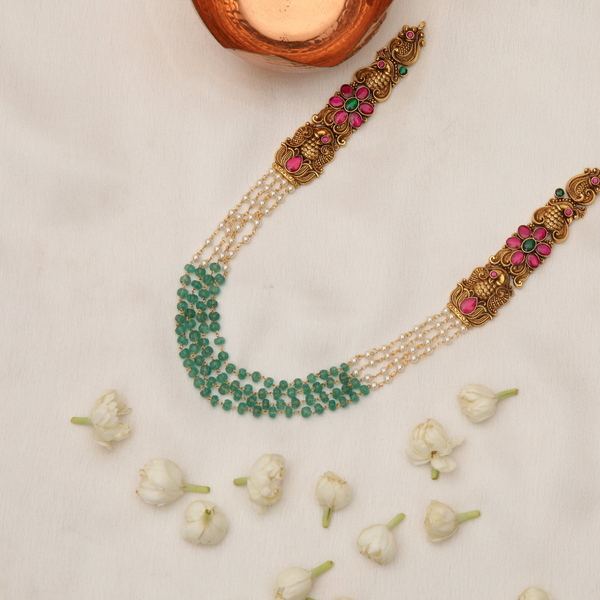 Ratna Antique Pearl Silver Necklace