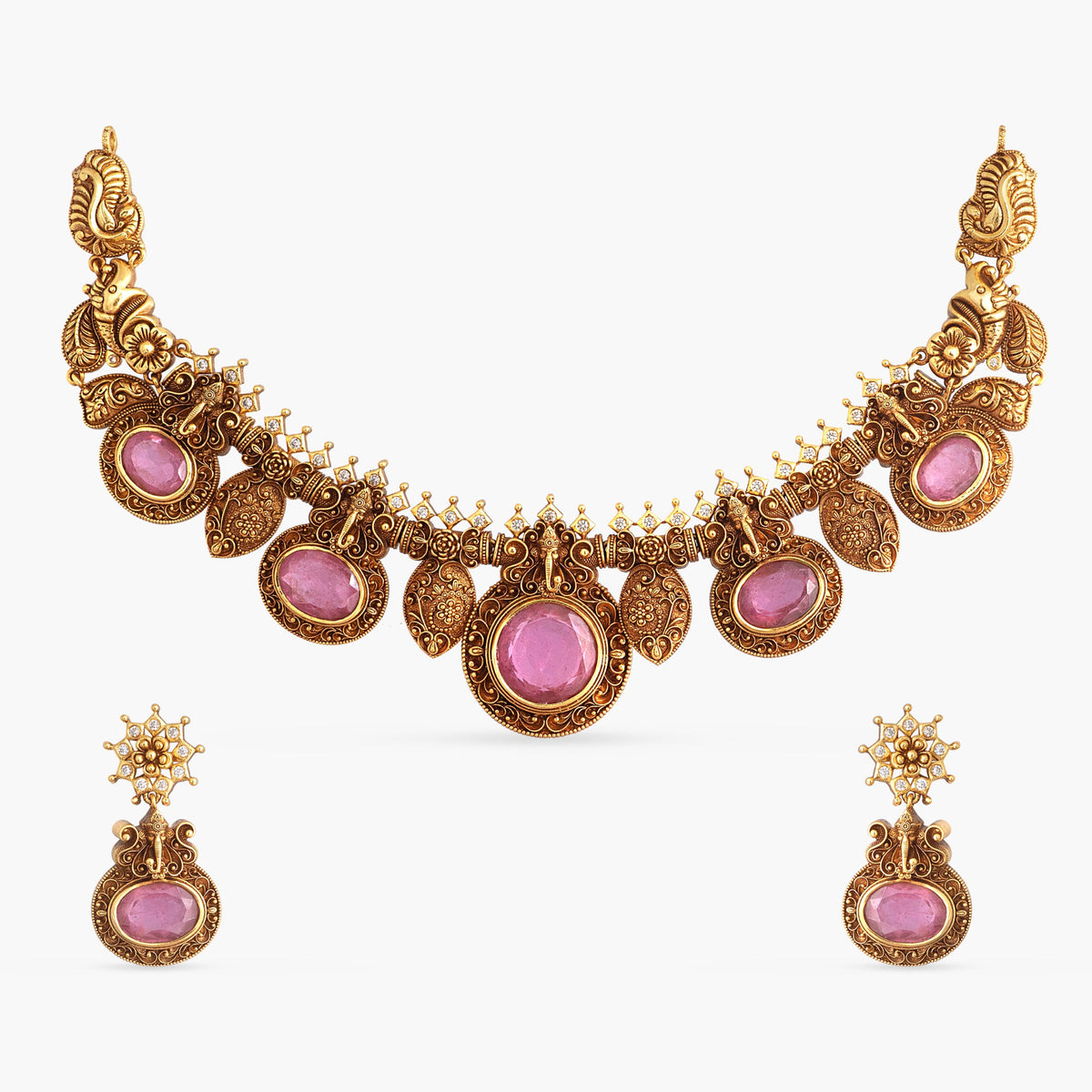 Naina Antique Silver Necklace Set