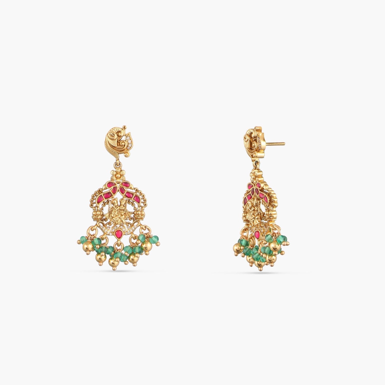 Necklaces Brindavan Antique Temple Necklace Set