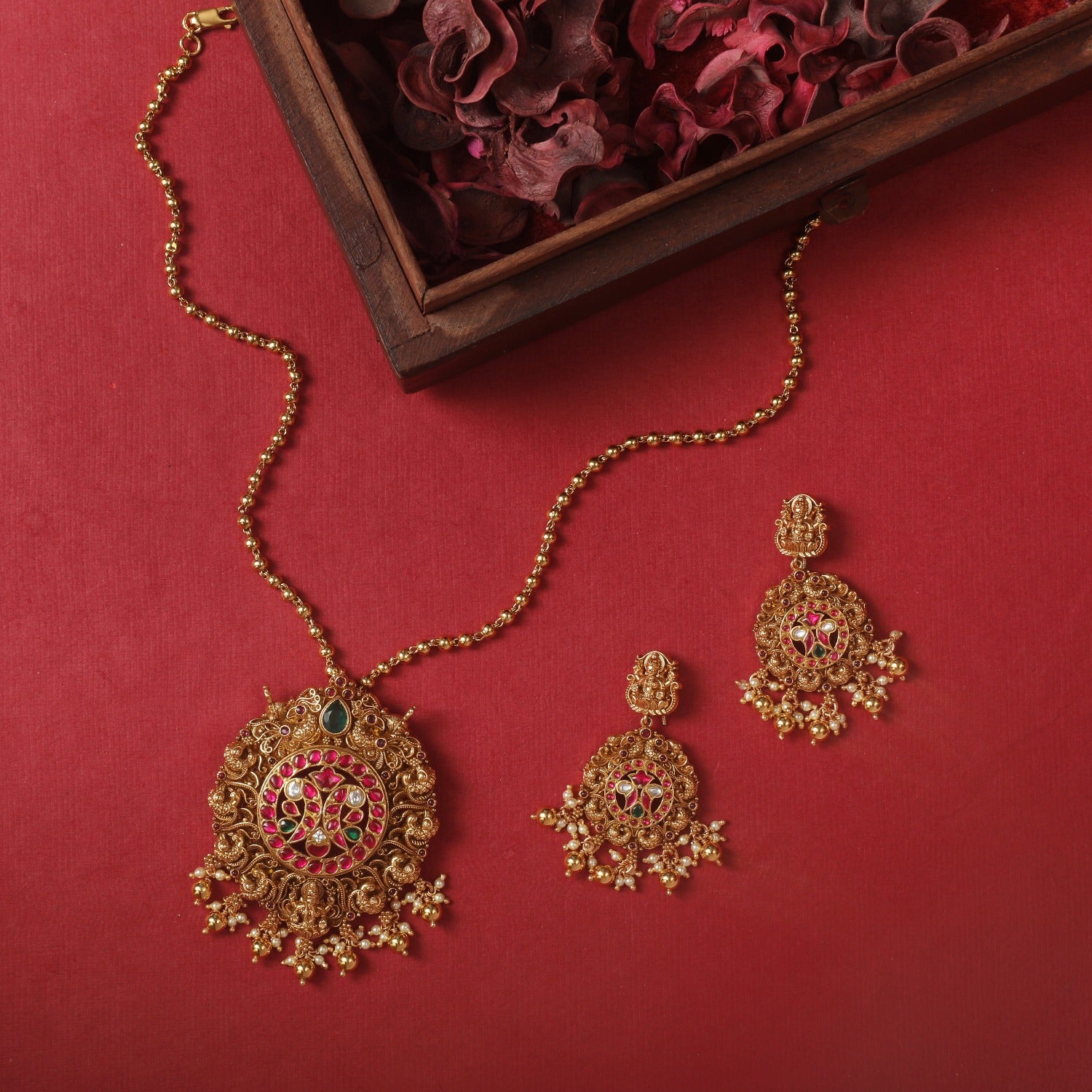 Pendants Prachal Antique Nakshi Silver Pendant Set