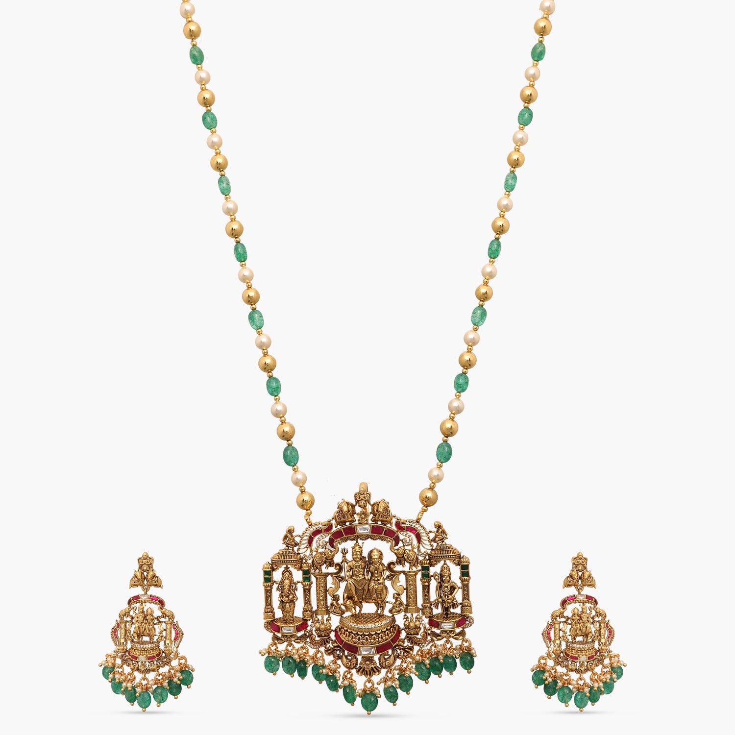 Necklace Pashupati Antique Nakshi Silver Pendant Set