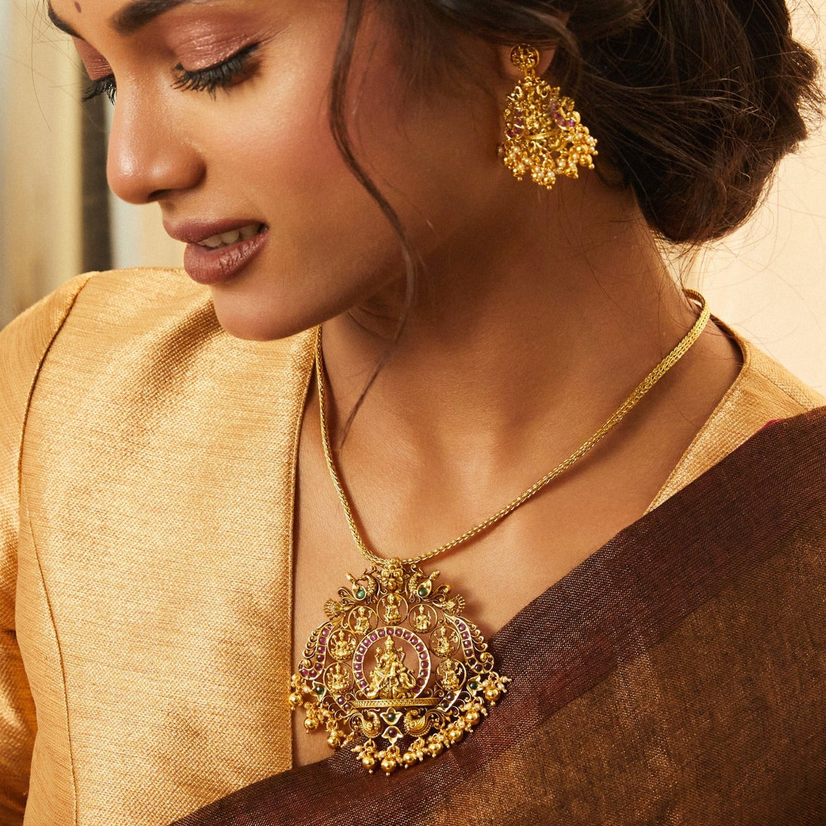 Pendants Ashtalakshmi Antique Nakshi Silver Pendant Set