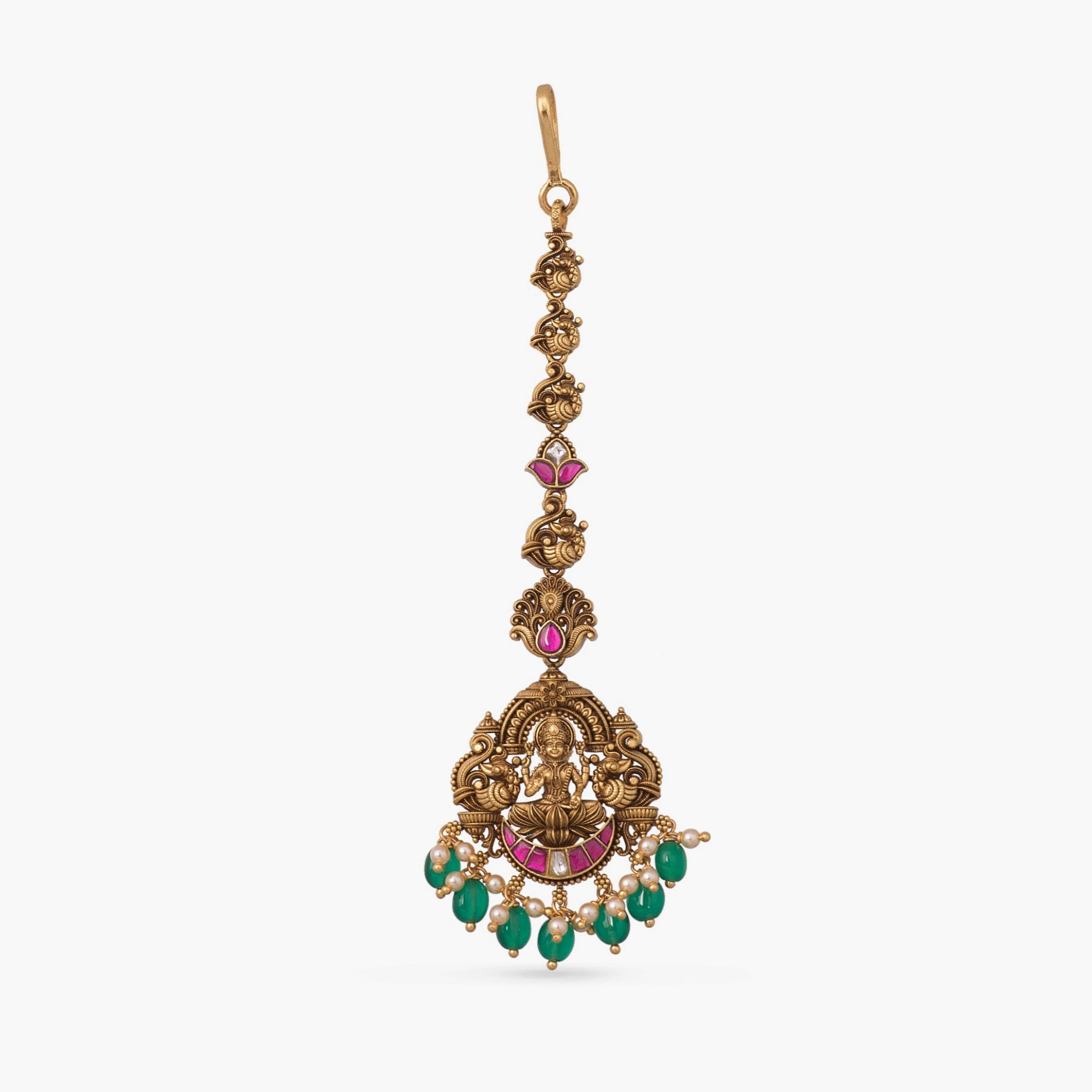 Chandra Lakshmi Kempu Silver Maang Tikka