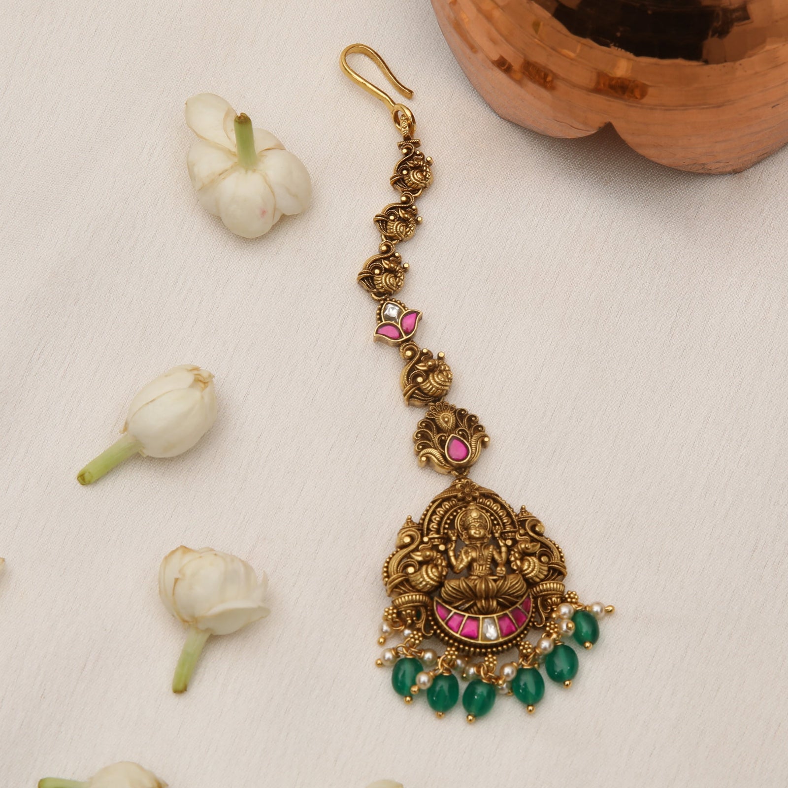 Chandra Lakshmi Kempu Silver Maang Tikka