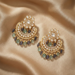 Earrings Aqua Moissanite Silver Chandbali Earrings