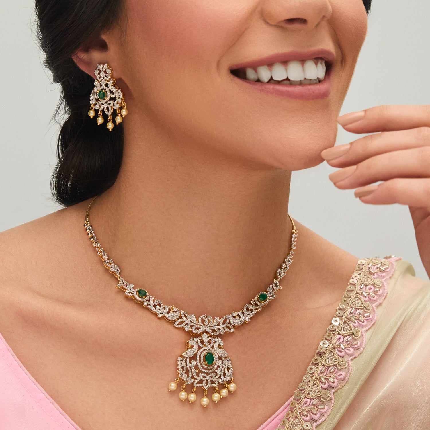 Ankur CZ Silver Necklace Set