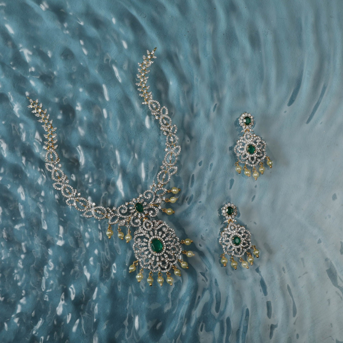 Ketak CZ Silver Necklace Set