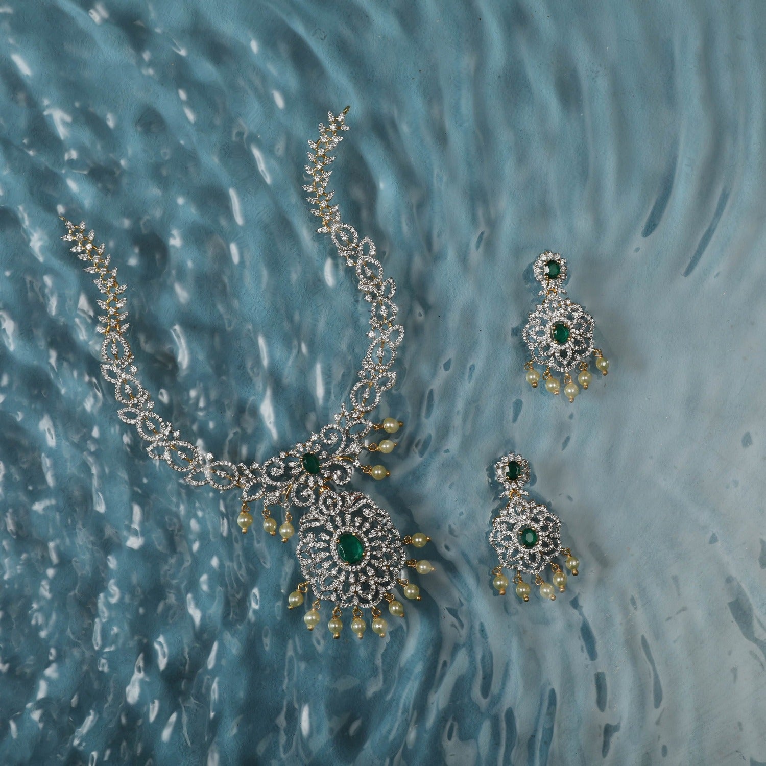 Ketak CZ Silver Necklace Set