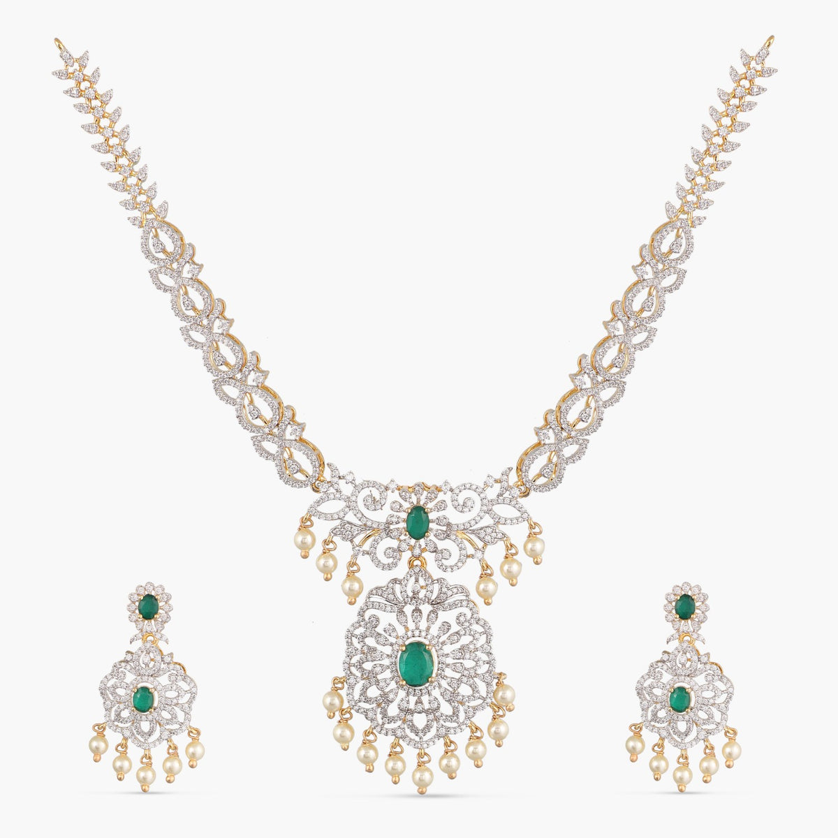 Ketak CZ Silver Necklace Set