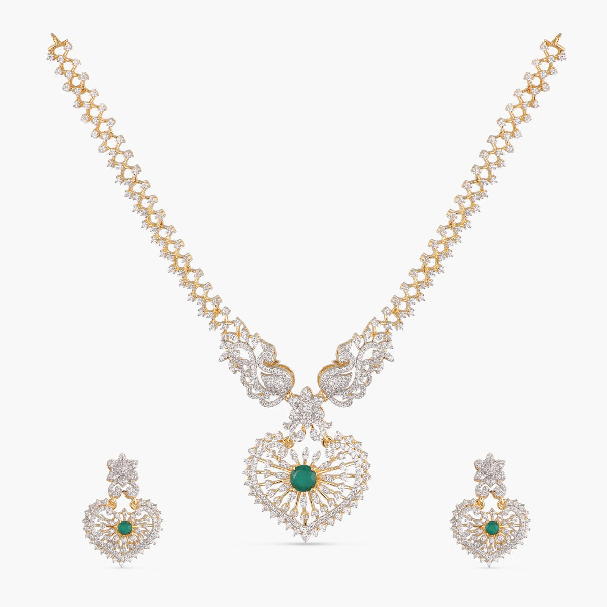 Leepa CZ Silver Necklace Set