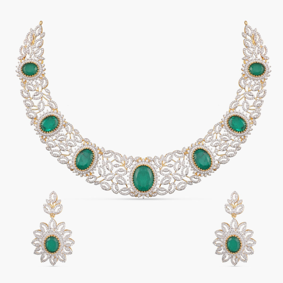 Urvi Modern CZ Silver Necklace Set