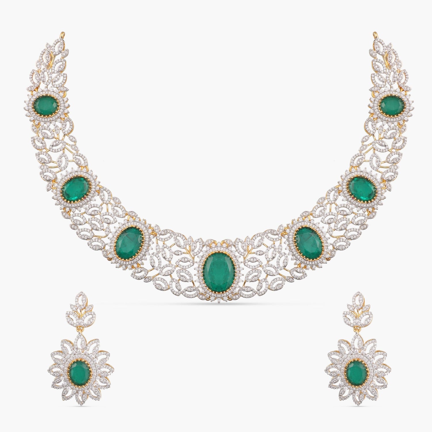 Urvi Modern CZ Silver Necklace Set