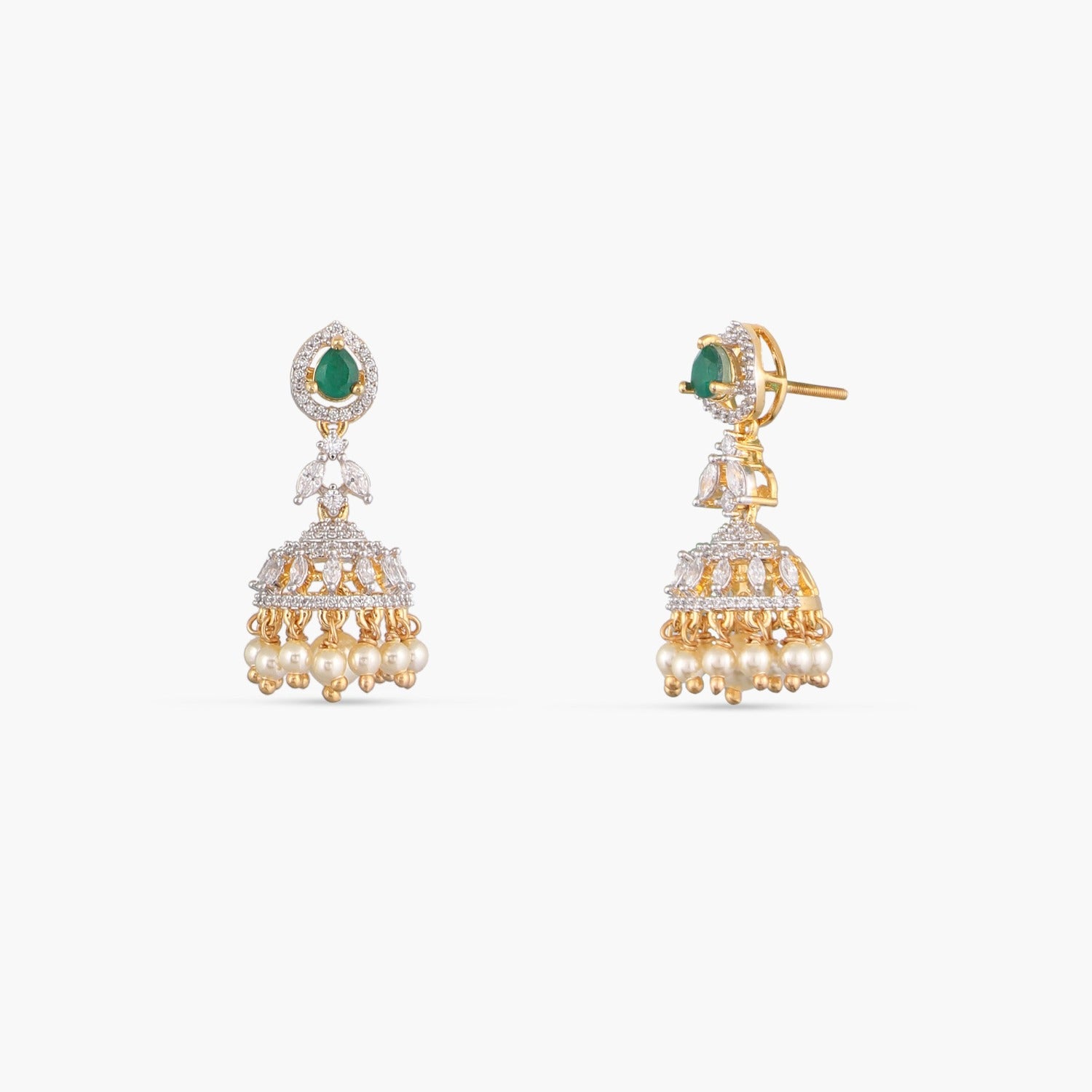 Classic CZ Silver Jhumka Earrings